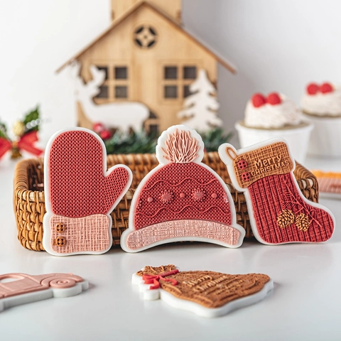 Weihnachts Plätzchen Ausstechformen Acryl Geprägte Fondant Stempel Auswerfer Lebkuchenmann Weihnachtsmann Backen Werkzeug