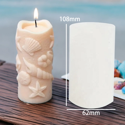 Ocean Theme Relief Silicone Mold Cylinder Shell Conch Starfish For DIY Candle Making Handmade Soap Crafts Decor