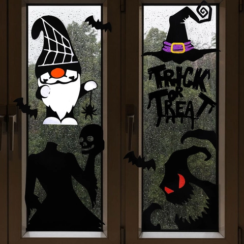 Halloween Felt Wall Stickers Scary Ghost Face Demon Silhouette Home Door Decor Horror Party Atmosphere Ornament Supplies