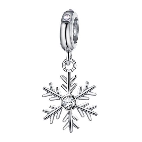 925 Sterling Silber Schneeflocke Anhänger Charm Mit Strass Zierlicher Winter Schmuck Zubehör Für DIY Armband Halskette Damen