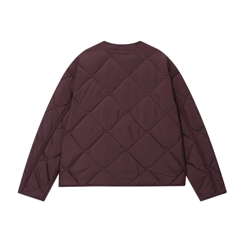 Giacca Trapuntata Moda Donna Streetwear Girocollo Monopetto Cappotto Tinta Unita Manica Lunga Imbottitura in Cotone Capispalla
