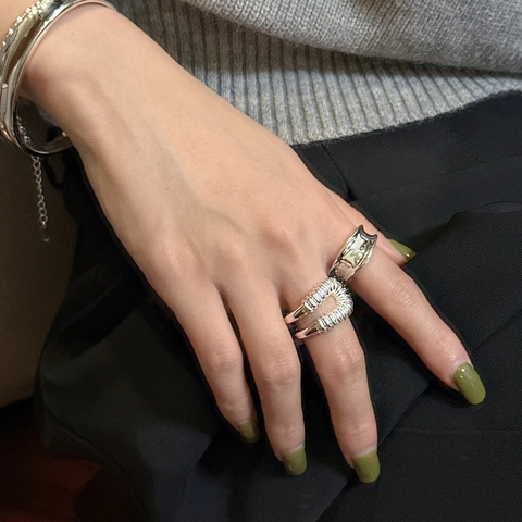 Vintage 925 Sterling Zilveren Holle Spiraal Ring Voor Dames Minimalistisch Verstelbare Geometrische Open Vingerring