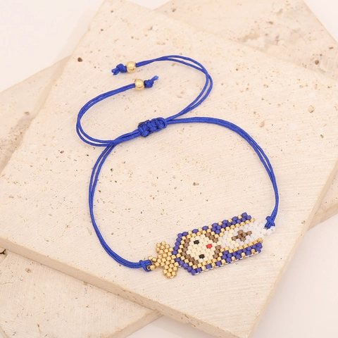 Handmade Woven Bracelet Glass Seed Bead Adjustable Rope Cartoon Figure Pattern Ethnic Style Jewelry For Women