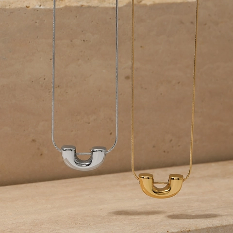 Minimalistische U-Förmige Halskette Mit Herzausschnitt Edelstahl Polierte Schlüsselbeinkette Schmuck Für Damen