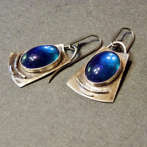 Retro Oval Moonstone Dangle Earrings Alloy With 925 Sterling Silver Earring Post Antique Style Jewelry For Women