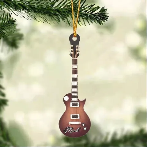 Guitar Hanging Ornament Acrylic Christmas Tree Decoration Musical Instrument Car Mirror Decor Guitar Lover Gift