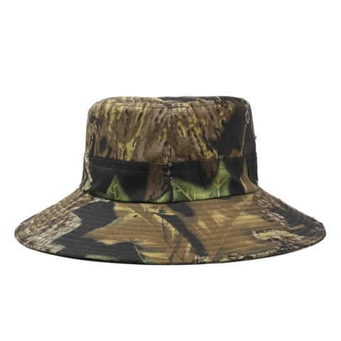 Sombrero Cubeta Camuflaje Hombre Ala Ancha Protección Solar Transpirable Pesca Exterior Senderismo Boonie Cuerda