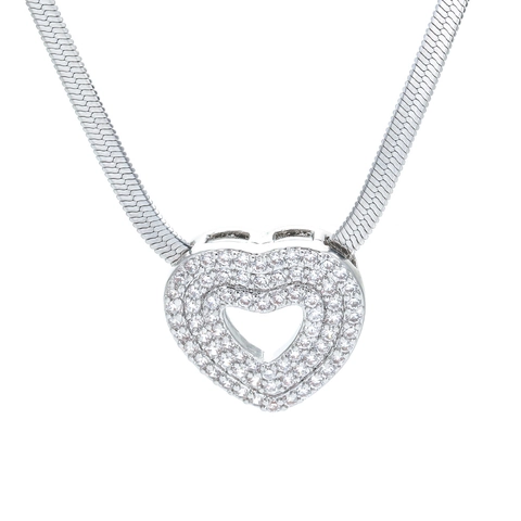 Collana Con Pendente A Cuore Rame Cavo Micro Pave Zirconia Gioielli Di Moda Eleganti Catena Serpente Da Donna