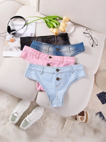 Pantaloncini Di Jeans Donna Hot Pants Vita Bassa Chiusura A Bottoni Orlo Sfilacciato Sexy Distressed Clubwear Estate