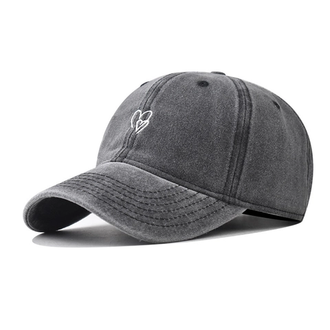 Berretto Da Baseball In Cotone Lavato Ricamo A Cuore Retro Regolabile Cappello Da Sole All'aperto Per Uomini Donne