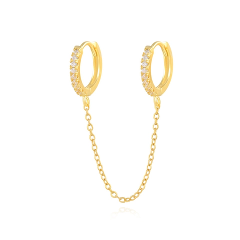 925 Sterling Zilveren Ketting Hoops Oorbellen Enkel Stuk Dubbele Piercing Zirkoon Kwastje Trendy Mode Sieraden Voor Dames