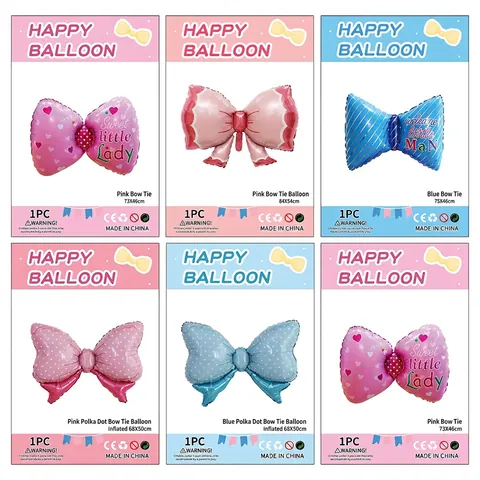 Ballons En Aluminium En Forme De Nœud Papillon À Pois Rayés Ballon Décoratif Pour Anniversaire Baby Shower Gender Reveal Party