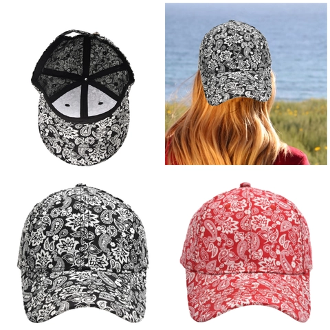 Casquette De Baseball À Imprimé Cachemire Coton Polyester Réglable Visière Incurvée Protection Solaire Rétro