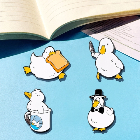 Süße Cartoon Ente Emaille Brosche Pin Legierung Tier Abzeichen Schmuck Für Kleidung Rucksack Tasche Zubehör Geschenk Für Freunde Kinder