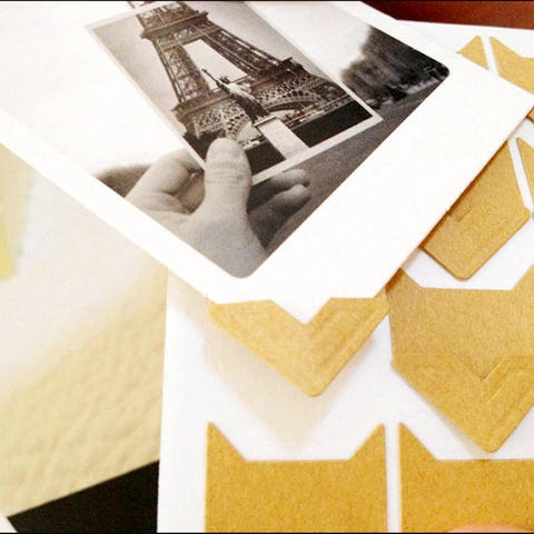 Coins Photo Papier Kraft Autocollant Stickers De Montage DIY Scrapbooking Album Fournitures Décor Vintage Coloré