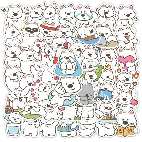 Original West Highland White Terrier Dog Memes Cartoon Stickers Cute Puppy Decals For Laptop Stationery DIY