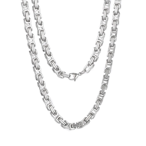 Byzantijnse Ketting Ketting Roestvrij Staal Hip Hop Vierkante Schakel Mode Sieraden Voor Heren En Dames