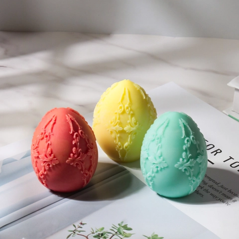 3D Relief Egg Silicone Mold Baroque Floral Embossed DIY Handmade Candle Soap Plaster Ornament Making Tool