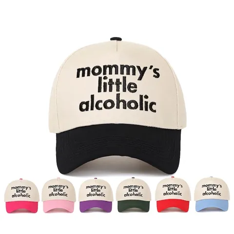 Mommy's Little Alcoholic Embroidery Baseball Cap Cotton Adjustable Contrast Color Curved Brim Casual Outdoor Sun Hat