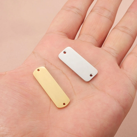 Pendenti Connettori Barra Rettangolare Grezzi Acciaio Inossidabile 304 Doppio Foro Per Creazione Gioielli DIY Lucidatura Specchio