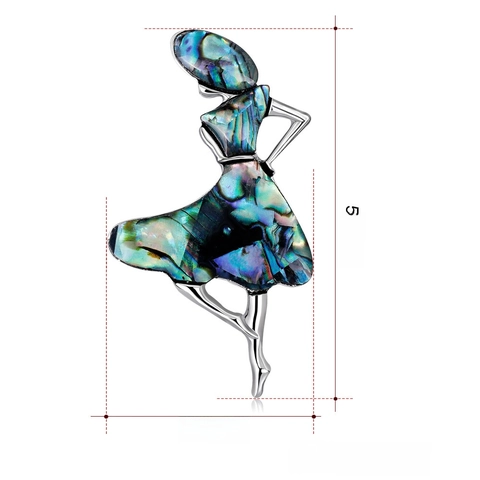 Ballerina Dancer Brooch Pin Elegant Alloy Colorful Iridescent Abalone Shell Inlaid Unique Artistic Accessory For Women