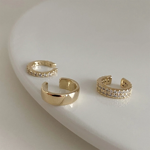 Orecchini Ear Cuff In Rame Minimalisti Con Zirconi Senza Buco Gioielli Geometrici Stile Francese Donna