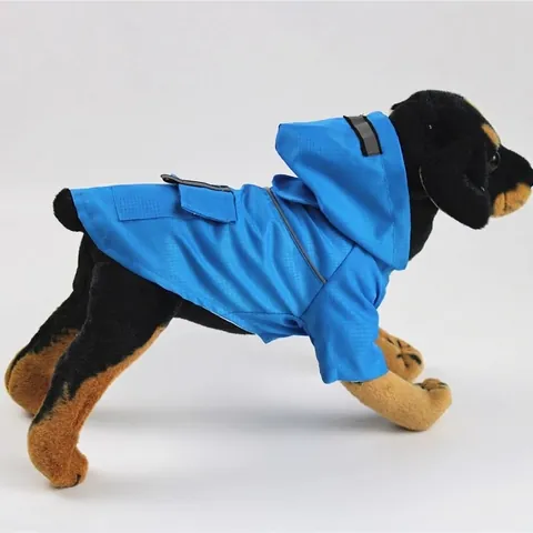 Pet Raincoat Reflective Waterproof Jacket Hooded For Small Dogs Cats Polyester Fabric Mesh Lining Safety Outdoor