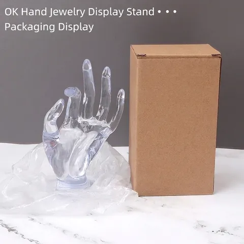 Hand Shaped Jewelry Display Stand Plastic Velvet OK Gesture Ring Bracelet Holder Organizer Storage Shop Counter Decor