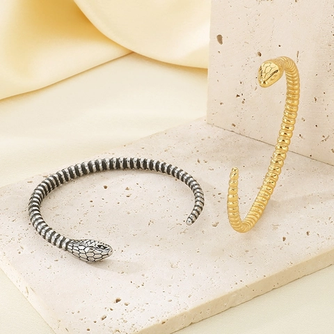 Slang Armband Roestvrij Staal Verstelbaar Dier Schalen Textuur Mode Retro Sieraden Voor Dames Heren