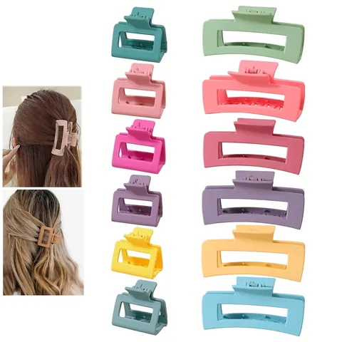 Matte Haarklemmen Vierkant Kunststof Hol Haai Clip Antislip Sterke Grip Haarstyling Accessoires Voor Dames Meisjes