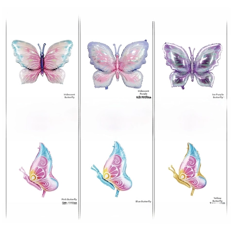 Iridescent Butterfly Foil Balloons Gradient Aluminum Film Large Colorful Decorative For Birthday Wedding Anniversary Party