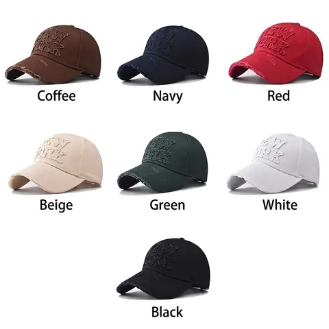 Baseball Cap Cotton 3D New York Embroidery Distressed Vintage Streetwear Adjustable Sun Hat For Outdoor Activities