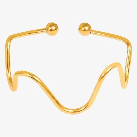 Wellenförmiger Edelstahl Armreif Verstellbarer Offener Armring Minimalistischer Luxusschmuck 18K Vergoldet Elegant Mode