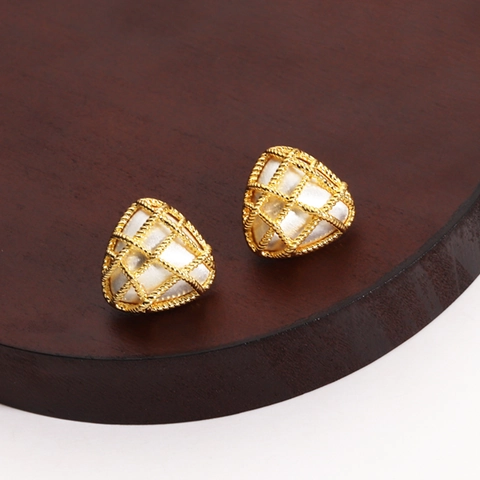 Pendientes Geométricos Triángulo Flor Aro Aleación Chapado Oro 18K Con Poste De Cobre Perla Artificial Circón Moda Vintage Para Mujer