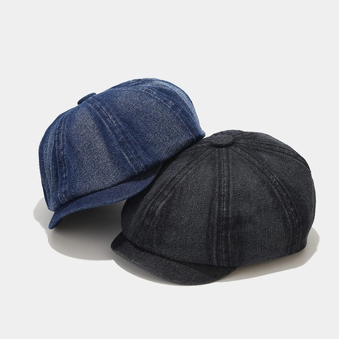Retro Newsboy Pet Denim Gewassen Octogonale Hoed Britse Stijl Casual Outdoor Zonbescherming Cabbie Pet Mannen Vrouwen