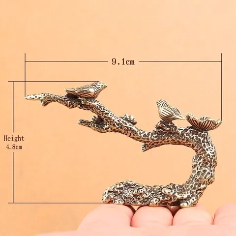Vintage Kupferbeschichteter Metalllegierung Räucherstäbchenhalter Vogel Und Pflaumenblüten Elster Design Desktop Ornament Zen Stil