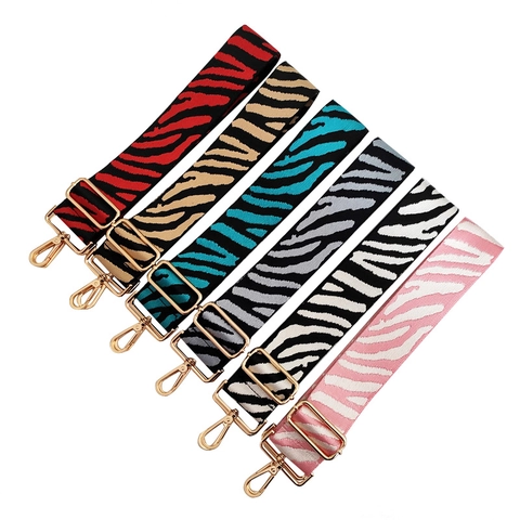 Wide Bag Strap Replacement Zebra Print Adjustable Webbing Purse Belt For Shoulder Crossbody Handbag Accessories