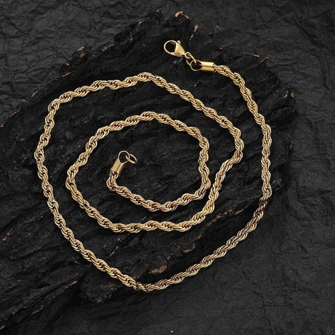 Collar de Cadena de Cuerda de Acero Inoxidable Minimalista para Hombre Mujer Hip Hop Cadena de Eslabones Unisex Joyería Moda