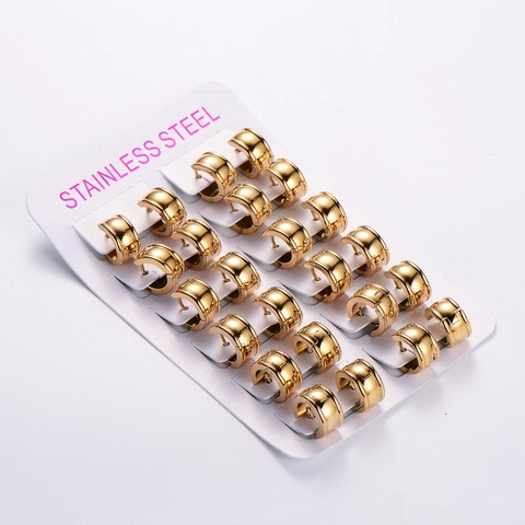 Glatte Creolen 316L Edelstahl 18K Vergoldet Rund Bicolor Kleine Ohrbuckles Für Damen Modeschmuck