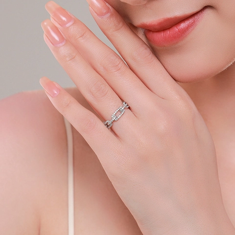 S925 Sterlingsilber Hohle Gliederkette Ring Für Damen Geometrisch Modern Zirkonia Eingelegt Minimalistisch Ins Mode Schmuck Ring