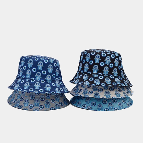 Vissershoed Hand Van Fatima Boze Oog Patroon Allover Print Katoen Polyester Zonbescherming Outdoor Voor Dames Heren