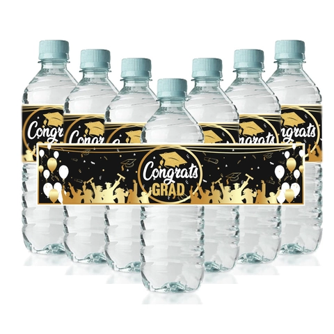 Graduation Water Bottle Labels Congrats GRAD Party Decoration Stickers Waterproof Paper Self Adhesive Celebration Supplies