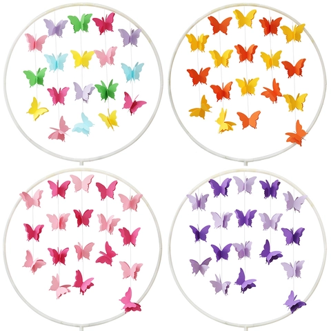 3D Butterfly Paper Garland Gradient Hanging Decoration Party Wedding Nursery Home Decor Novelty Folding Ornament