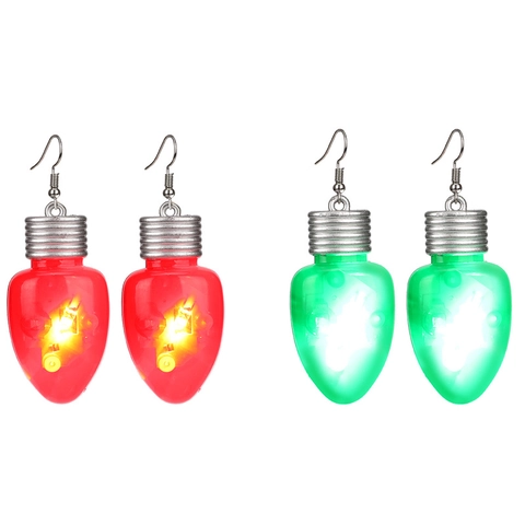 LED Knipperende Gloeilamp Sieraden Plastic Legering Lichtgevende Oorbellen Ketting Armband Kerstfeest Vakantie Nieuwigheid