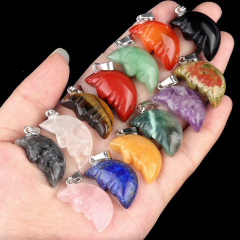 Moon Face Carved Natural Gemstone Pendant Crystal Crescent Stone Charm For DIY Necklace Jewelry Making Polished Celestial Healing Stone