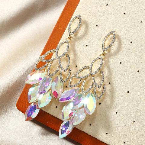Pendientes de Borla de Aleación con Diamantes de Imitación Vintage para Mujer Joyería de Cristal Incrustado Dorado