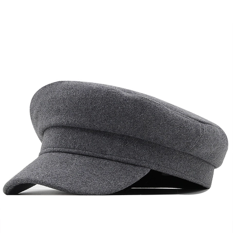 Casquette de Gavroche Rétro Britannique pour Femmes Minimaliste Japonais Polyester Chapeau Militaire Automne Hiver Béret Femme