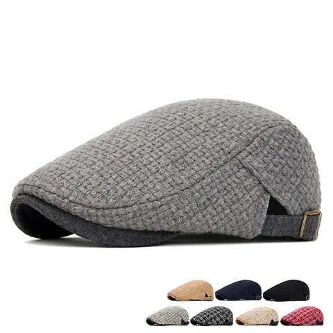 Coppia Piatta Retro Britannica Uomo Donna Maglia Cotone Poliestere Caldo Newsboy Berretto Regolabile Autunno Inverno