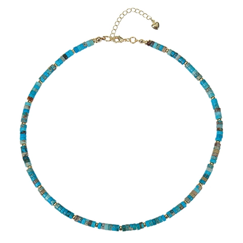 Natural Gemstone Beaded Necklace Handmade Bohemian Beach Jewelry Heart Pendant Adjustable Clavicle Chain For Women