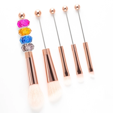 Brochas De Maquillaje DIY Con Cuentas Metal Profesional Fibra Sintética Base Polvo Sombra De Ojos Herramientas